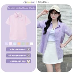 Thumbnail Áo sơ mi nữ Blousie Choobe kẻ sọc oversize cộc tay form suông rộng khoác ngoài Hàn Quốc ASM03 1