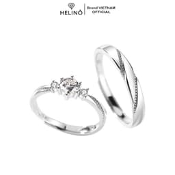 Thumbnail Nhẫn đôi bạc nam nữ S925 HELINO Love at first sight đính đá cao cấp, tự chỉnh size ND01 1