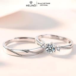 Thumbnail Nhẫn đôi bạc nam nữ S925 HELINO Love at first sight đính đá cao cấp, tự chỉnh size ND01 4