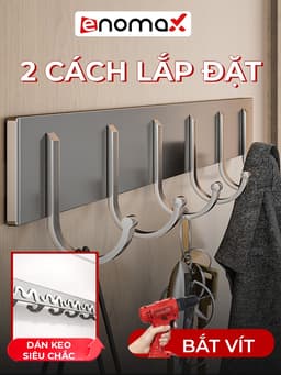 Thumbnail Móc treo quần áo Enomax dán tường, treo đồ đa năng, chịu lực lên đến 50KG, chất liệu Thép Carbon cao cấp, chống gỉ sét 4