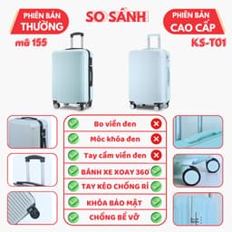 Thumbnail Vali kéo du lịch Kingsun KS-155/T01/T08 Size 20/24 Bảo Hành 5 Năm 2