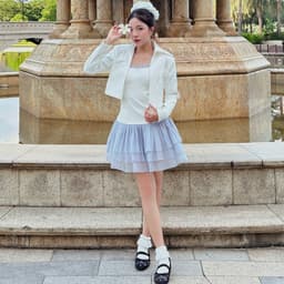 Thumbnail Set đầm thiết kế hai dây màu trắng phối váy tím BALLERINA phù hợp đi chơi, dự tiệc - Simple Twist 1