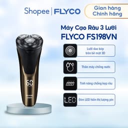Thumbnail Máy Cạo Râu Flyco 3 Lưỡi Kép Thân Máy Kháng Nước Sạc Nhanh 1 Giờ FS198VN Hàng Chính Hãng 1