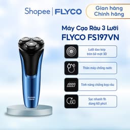 Thumbnail Máy Cạo Râu Flyco FS197VN 3 Lưỡi Kép Thân Máy Kháng Nước Sạc Nhanh 1 Giờ - Hàng Chính Hãng 1
