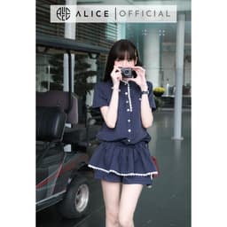 Thumbnail Set Váy Nữ Jumsuit Cổ Tàu Phối Viền Ren ALICE Kèm Quần Short Thiết Kế Chun Eo Chất Tuytsi S631 2