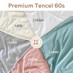Thumbnail Ga nệm cũi tencel 60s cho bé PETIT BEBE bo thun họa tiết và màu trơn 2