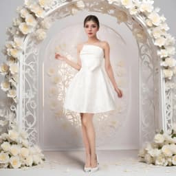 Thumbnail Đầm dự tiệc sang trọng MINA chất liệu gấm hoa nổi thiết kế hai dây dáng xoè đắp nơ ngực (CÓ ĐỆM NGỰC) MN126 2