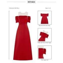 Thumbnail BBSTORE'S Đầm Dự Tiệc Trễ Vai Form Dài Nhún Ngực Kiểu Dáng Trẻ Trung - D746 3
