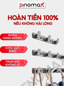 Thumbnail Móc treo quần áo dán tường Enomax đa năng chịu lực, chất liệu nhôm hàng không chống gỉ, tặng kèm keo dán 12g (Eno 0176) 2