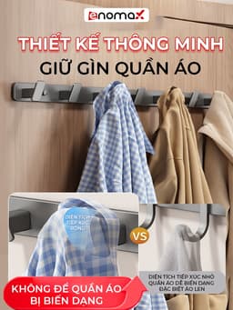 Thumbnail Móc treo quần áo dán tường Enomax đa năng chịu lực, chất liệu nhôm hàng không chống gỉ, tặng kèm keo dán 12g (Eno 0176) 3