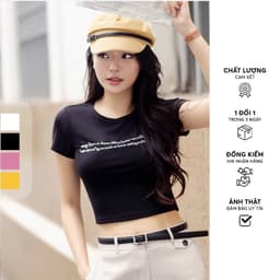 Thumbnail Áo phông crop casual thun tăm nhiều màu thêu thân trước 411TS3004 ADORE DRESS 1