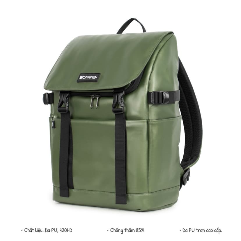 Ảnh Balo Da PU Thời Trang Scarab Urban Leather Backpack - Ba lô Đi Học Đi Làm Đựng Vừa Laptop 16inch 1