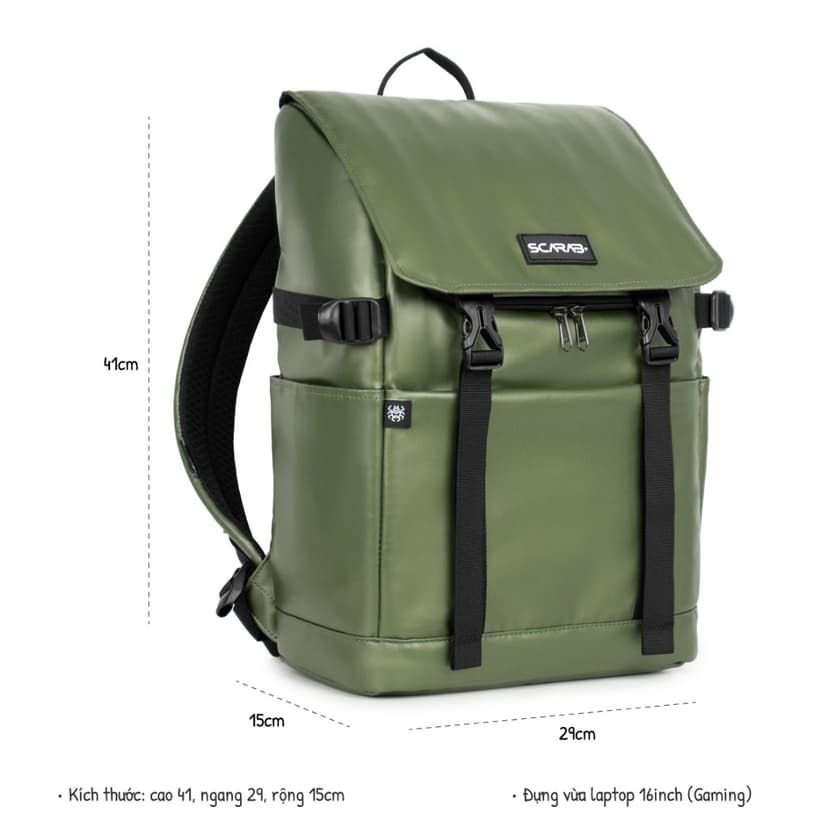 Ảnh Balo Da PU Thời Trang Scarab Urban Leather Backpack - Ba lô Đi Học Đi Làm Đựng Vừa Laptop 16inch 2