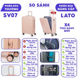 Thumbnail Vali kéo du lịch thời trang SUNNY SV07/LATO nhựa PC + ABS (2 size 5 màu) 3