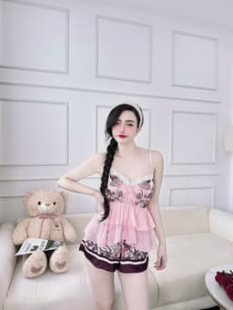 Thumbnail Đồ Ngủ Sexy Nữ SOJUN Bộ Sexy Tơ Ánh Nút Bọc Dưới 62Kg 3