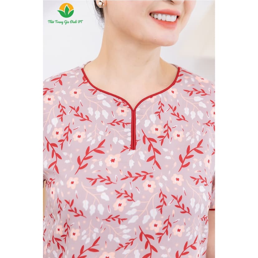 Ảnh Bộ lanh trung niên quần lửng áo cộc tay cổ lé màu thời trang Việt Thắng - B06.2422 2