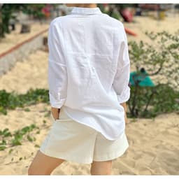 Thumbnail Áo sơ mi trắng tay dài linen cotton cao cấp 3