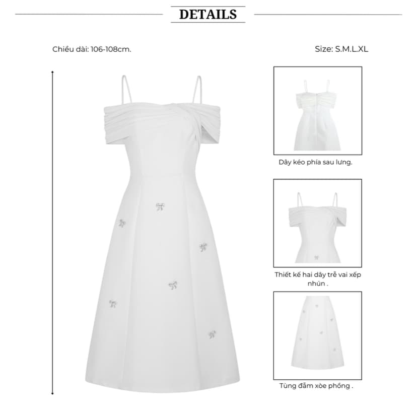 Ảnh BBSTORE’S Đầm Dài Dự Tiệc 2 Dây Trễ Vai Phối Nơ Đá Sang Trọng - D3054 3