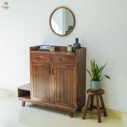 Thumbnail Gương tròn viền gỗ tự nhiên FEGO cho bàn trang điểm, nhà tắm, decor quán cafe 4
