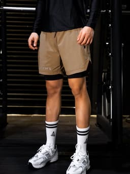Thumbnail Quần đùi thể thao nam 2 lớp Fitme tập gym chạy bộ thun co giãn thoáng khí QN2L03 2