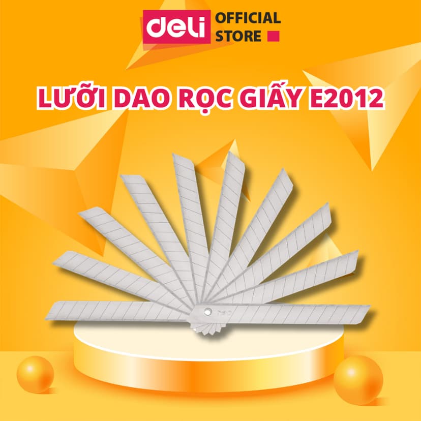 Ảnh Lưỡi Dao Rọc Giấy Deli Thép SK5 Sắc Bén, Không Rỉ, Cỡ Nhỏ Loại 13 Lưỡi - 10 Chiếc/hộp Bền Bỉ 1