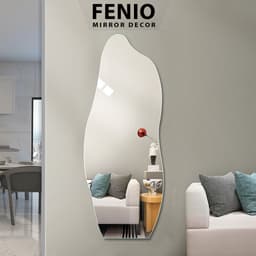 Thumbnail Gương hình hạt đậu lượn sóng nghệ thuật FENIO Gương toàn thân có đèn led cảm ứng 1
