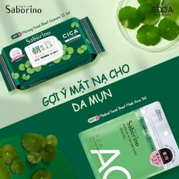 Thumbnail Mặt Nạ Tinh Chất Rau Má Dành Cho Da Mụn 28 Miếng Saborino Morning Facial Sheet Cicacare 2