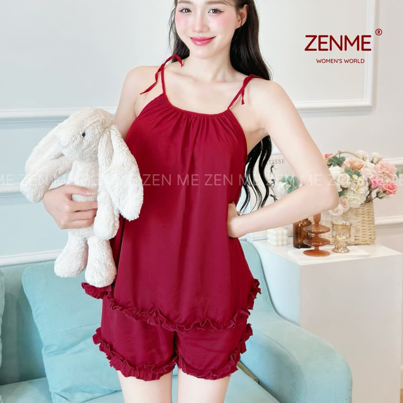 Ảnh Bộ Đồ Ngủ Nữ Hai Dây Bèo Chất Đũi mềm mịn nhẹ nhàng nữ tính BDB0624, Zen Me Women's World 2