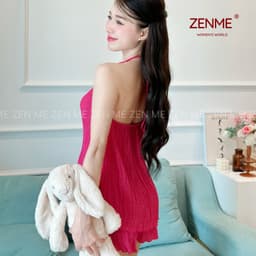 Thumbnail Bộ Đồ Ngủ Yếm ZENME Chất Xốp Nhật Quần Đùi Thoáng Mát Mùa Hè BDY0624 3