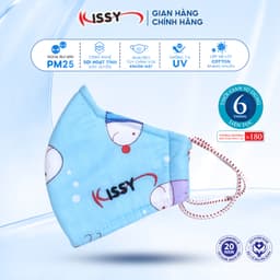 Thumbnail Khẩu Trang Vải Kissy Trẻ Em 4-10 Tuổi Cá Xanh Vải Cotton Kháng Khuẩn Ngăn UV Chống Bụi Mịn S0-0025 1