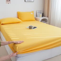 Thumbnail Bộ Ga Gối Cotton Tici Tag Mịn Decor Bo Chun 20cm, Drap Trải Nệm Đủ Size 1m2 Đến 2m2 - Màu Trơn Basic 4