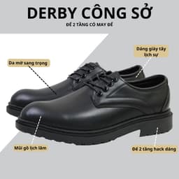 Thumbnail Giày công sở derby da thời trang INICHI G1220 đế cao su 2 tầng có may đế 2