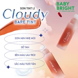 Thumbnail Son Tint Lì Baby Bright Cloudy Bare Tint Siêu Nhẹ Môi, Dễ Tán Màu, Dưỡng Ẩm Môi 2.6G 4