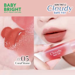 Thumbnail Son Tint Lì Baby Bright Cloudy Bare Tint Siêu Nhẹ Môi, Dễ Tán Màu, Dưỡng Ẩm Môi 2.6G 3