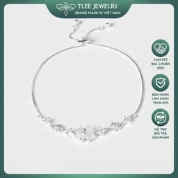 Thumbnail Lắc tay bạc nữ TLEE cỏ bốn lá đá trắng lấp lánh dây rút bạc 925 cao cấp TLEE JEWELRY LT0112 1