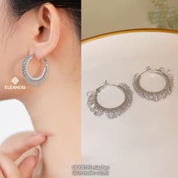 Thumbnail Bông tai nữ chuôi bạc 925 Eleanor Accessories khuyên tròn đa dạng phụ kiện trang sức khuyên tai 8195 2