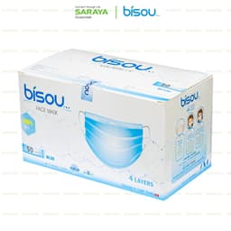 Thumbnail Khẩu trang y tế 4 lớp Bisou (Màu Xanh và Màu Trắng) - 50 cái/hộp 3
