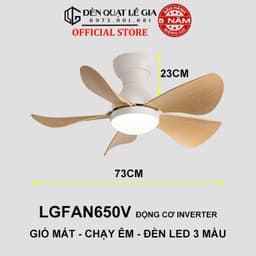 Thumbnail Quạt Trần Mini Có Đèn Lê Gia LGFAN650 - Chiều Cao 23cm - Sải Cánh 73cm - Bảo Hành 5 Năm 1