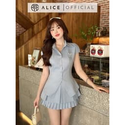 Thumbnail Set Áo Cổ Đức Ngắn Tay Và Chân Váy Xếp Ly ALICE Thiết Kế Chiết Eo Tôn Dáng Phong Cách Trẻ Trung S645 1