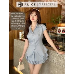 Thumbnail Set Áo Cổ Đức Ngắn Tay Và Chân Váy Xếp Ly ALICE Thiết Kế Chiết Eo Tôn Dáng Phong Cách Trẻ Trung S645 4