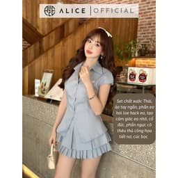 Thumbnail Set Áo Cổ Đức Ngắn Tay Và Chân Váy Xếp Ly ALICE Thiết Kế Chiết Eo Tôn Dáng Phong Cách Trẻ Trung S645 3