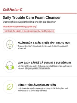 Thumbnail Sữa Rửa Mặt Kiểm Soát Nhờn Mụn Cell Fusion C Daily Trouble Care Foam Cleanser 130ML 1
