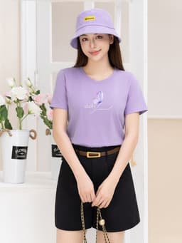 Thumbnail Áo phông nữ LOZA dáng suông vừa chất liệu thun 95% cotton - G0136 1