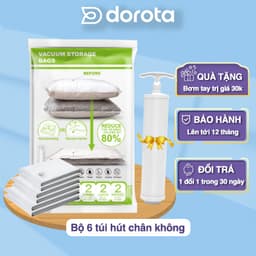 Thumbnail Bộ 6 túi hút chân không cao cấp DOROTA không cần dùng bơm bọc bảo quản quần áo chăn gối mền ZHV458 1