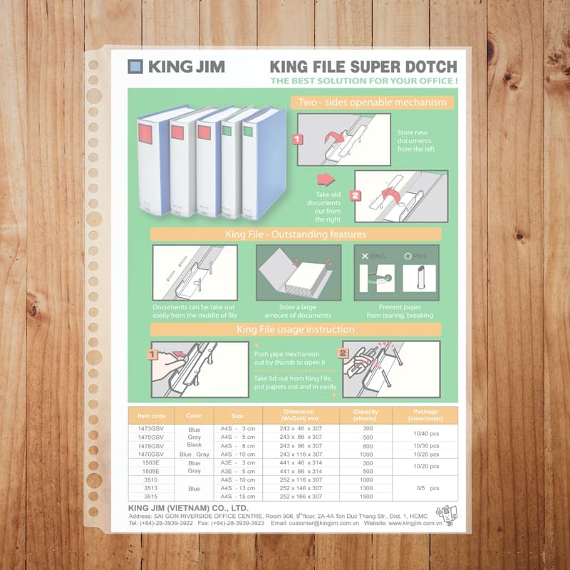 Ảnh Bìa lỗ ,sơ mi lỗ King Jim 740-100GSV, bền chắc có thể sử dụng nhiều lần. 3