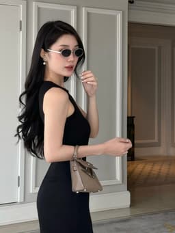 Thumbnail Đầm body nữ dáng dài xẻ tà vải thun gân co giãn 4 chiều Callene (LSE945) 3