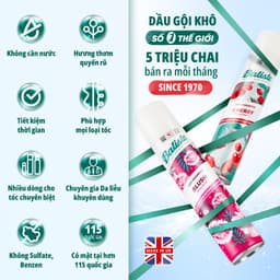Thumbnail Dầu Gội Khô Batiste Dry Shampoo 200ml Hết Ngứa, Hết Bết Dính Tóc Bồng Bềnh Tức Thì 4