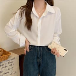 Thumbnail Áo sơ mi form rộng nữ tay dài vải mịn trơn THOCA HOUSE thanh lịch, thời thượng, phối đồ thường ngày 1