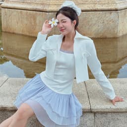 Thumbnail Đầm thiết kế hai dây màu trắng phối tím BALLERINA phù hợp đi chơi, đi dự tiệc - Simple Twist 2