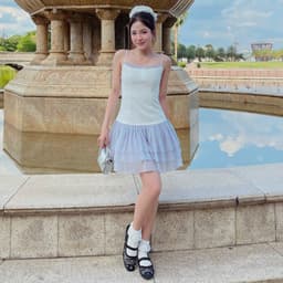 Thumbnail Đầm thiết kế hai dây màu trắng phối tím BALLERINA phù hợp đi chơi, đi dự tiệc - Simple Twist 3